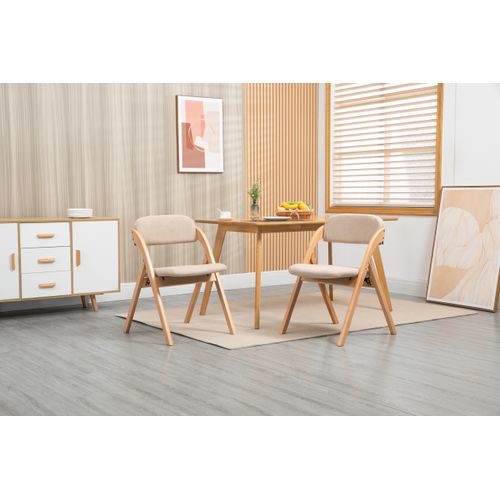 Lot De 2 Chaises Pliantes Avec Coussin En Velours Rembourrée Et Cadre En Bois, Kaki