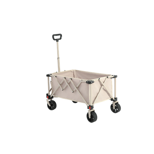 Chariot Pliant Avec Roues Tous Terrain Avec Tissu 600d Oxford, Capacité De 80 Litres, Beige