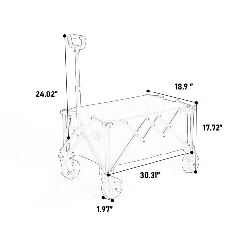 Chariot Pliant Avec Roues Tous Terrain Avec Tissu 600d Oxford, Capacité De 80 Litres, Vert