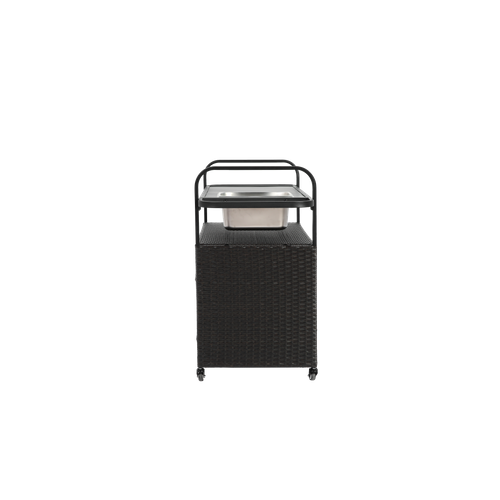 Desserte D'extérieure Avec Placard, Dessus En Acier, Godet à Glace Et Roues Verrouillables, Beige