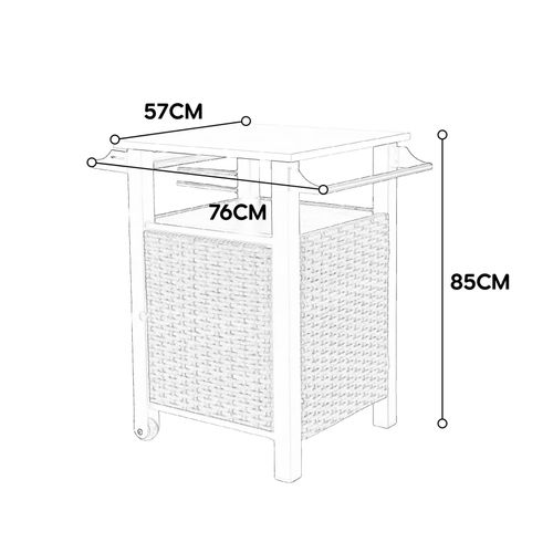Desserte D’extérieure Roulant Avec Armoire De Rangement, Table En Acier Inoxydable, Marron