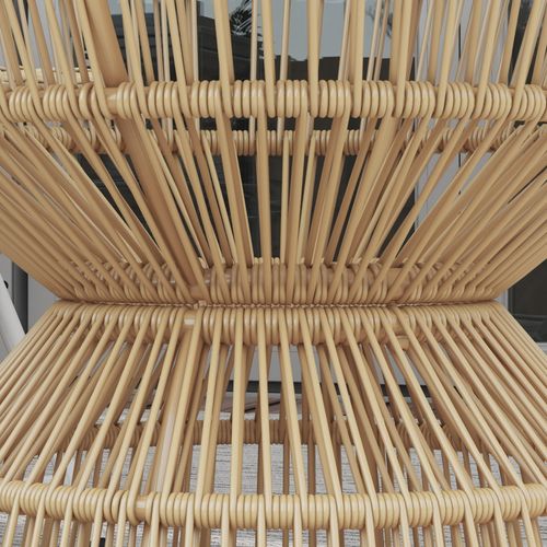 Table D'appoint En Rotin 60x60x50 Cm Avec Plateau En Verre Trempé, Bois