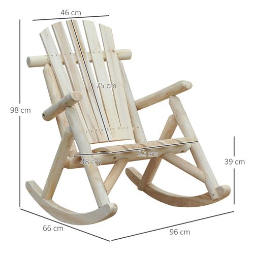 Fauteuil à Bascule De Jardin, Design Rustic Plume En Bois Naturel Pour Jardin Et Terrasse