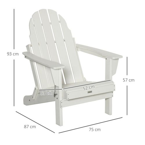 Fauteuil De Jardin Pliable Solide En Plastique 100% Recyclé, Pour Terrasse Et Balcon, Blanche