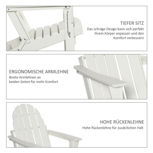 Fauteuil De Jardin Pliable Solide En Plastique 100% Recyclé, Pour Terrasse Et Balcon, Blanche
