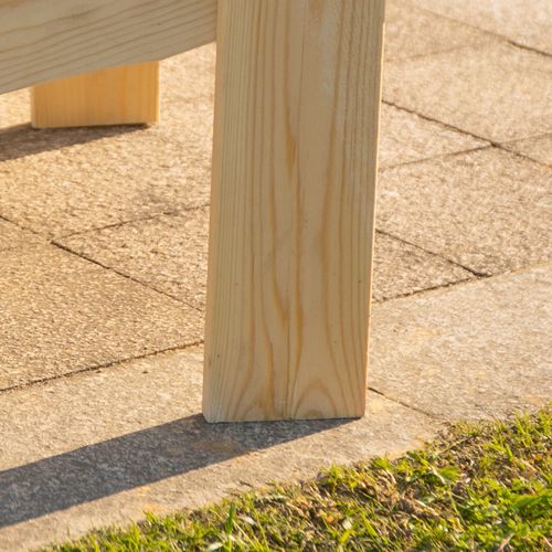 Fauteuils De Jardin 2 Places Unis Avec Table En Bois De Sapin  Naturel, Pour Terrasse Et Jardin