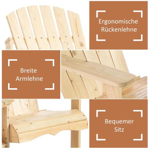 Fauteuils De Jardin 2 Places Unis Avec Table En Bois De Sapin  Naturel, Pour Terrasse Et Jardin