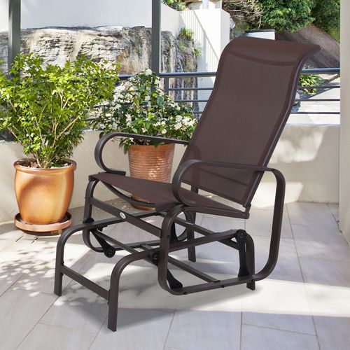 Fauteuil à Bascule De Jardin Moderne, Fauteuil à Bascule D'extérieur En Acier, Marron