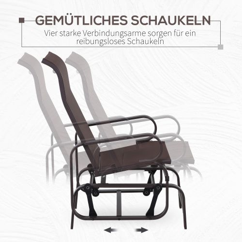 Fauteuil à Bascule De Jardin Moderne, Fauteuil à Bascule D'extérieur En Acier, Marron