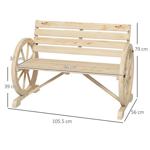 Banc De Jardin En Bois (2 Places) Avec Accoudoirs, Charge Max. 240 Kg, Bois