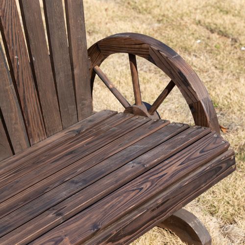 Banc De Jardin En Bois Massif 108x66x95cm, Avec Accoudoirs, Marron
