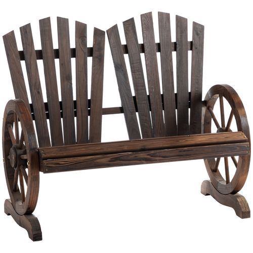 Banc De Jardin En Bois Massif 108x66x95cm, Avec Accoudoirs, Marron