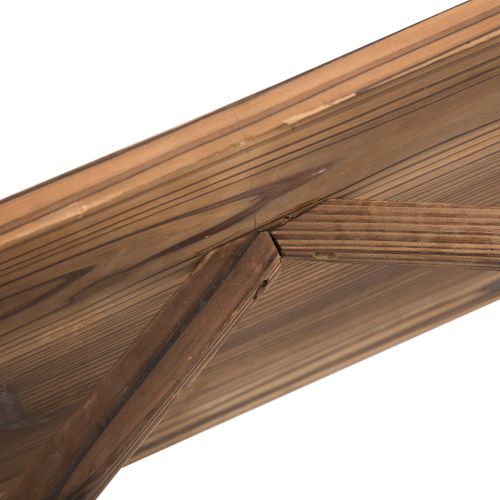 Banc De Jardin En Bois Massif 114x58x80cm, Avec Accoudoirs, Design De Roue, Marron