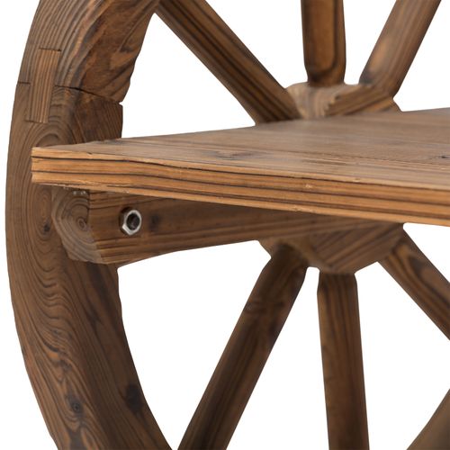 Banc De Jardin En Bois Massif 114x58x80cm, Avec Accoudoirs, Design De Roue, Marron