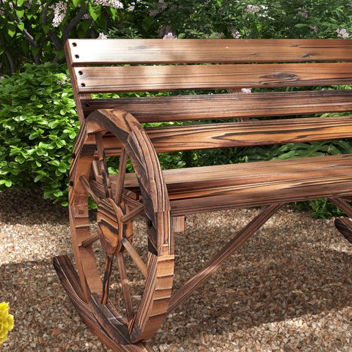 Chaise à Deux Places En Bois Avec Accoudoirs Pour Le Jardin Et Le Balcon, Marron