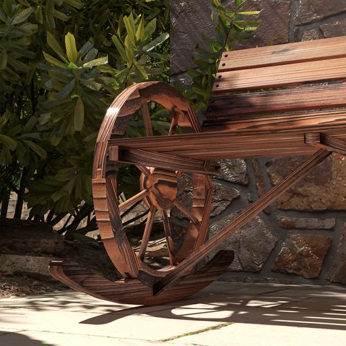 Chaise à Deux Places En Bois Avec Accoudoirs Pour Le Jardin Et Le Balcon, Marron