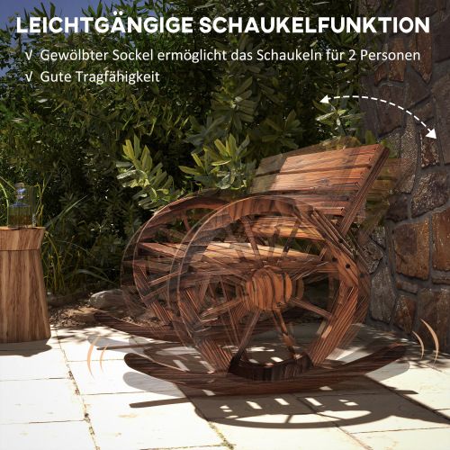Chaise à Deux Places En Bois Avec Accoudoirs Pour Le Jardin Et Le Balcon, Marron