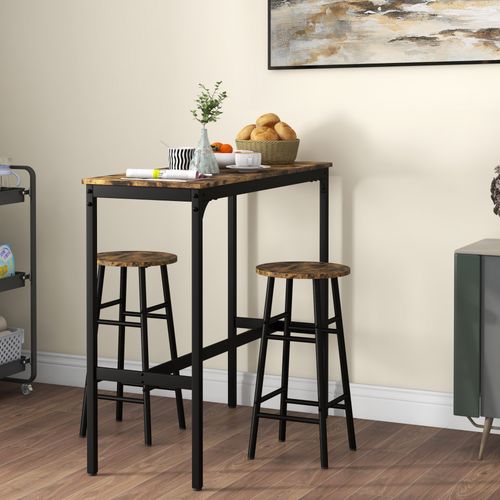 Ensemble Tabourets De Bar 105 X 40 X 90cm,avec 2 Tabourets, Rustic Brown