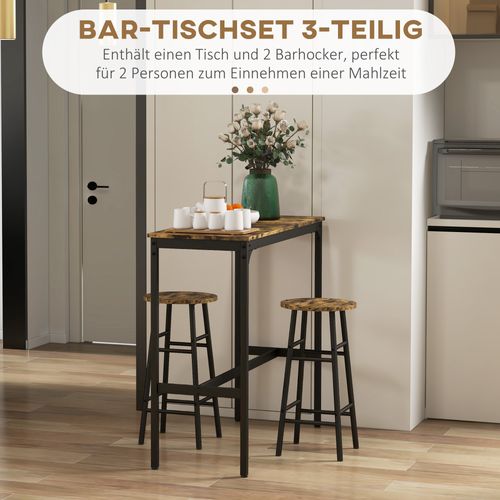 Ensemble Tabourets De Bar 105 X 40 X 90cm,avec 2 Tabourets, Rustic Brown