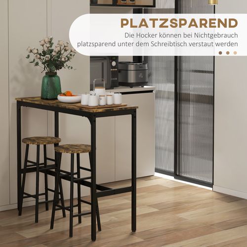 Ensemble Tabourets De Bar 105 X 40 X 90cm,avec 2 Tabourets, Rustic Brown