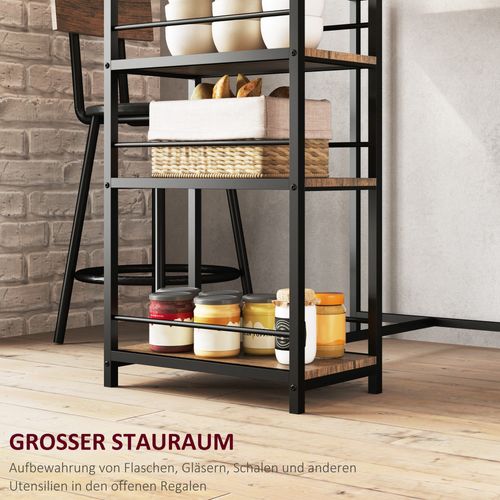 Ensemble Tabourets De Bar 90 X 50 X 90.5cm,3 Étagères, 2 Tabourets ,  Bois