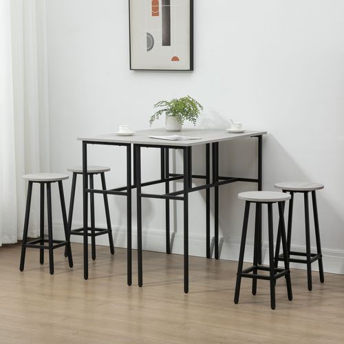 Ensemble Tabourets De Bar 100 X 40 X 90cm,2 Comptoirs  Et 4 Tabourets , Bois, Gris