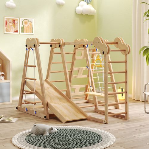 Jeux D'escalade Multifonctionnel En Bois Massif Avec Toboggan, Balançoire Et Plus, Certifié En-71