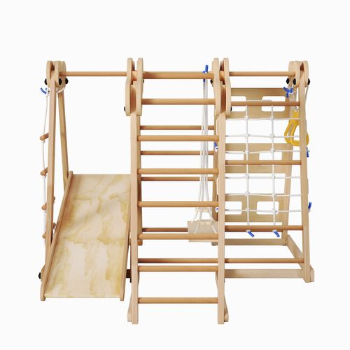 Jeux D'escalade Multifonctionnel En Bois Massif Avec Toboggan, Balançoire Et Plus, Certifié En-71