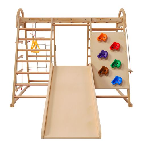 Jeux D'escalade Multifonctionnel En Bois Massif Avec Toboggan Et Balançoire, Certifié En-71