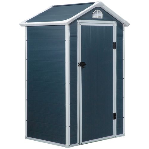 Abri De Jardin En Résine Et Métal 134x104x204cm, Cabanon D’extérieur Gris