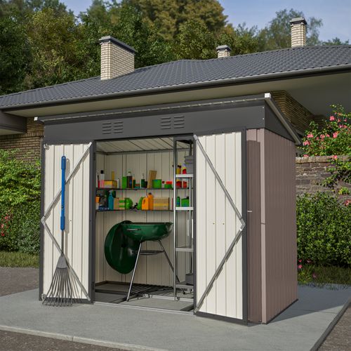 Abri De Jardin En Métal Résistant Aux Intempéries, Gris Foncé