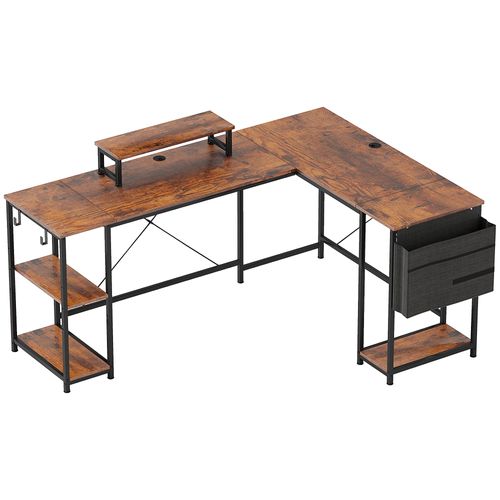 Bureau D'angle Pour Ordinateur Avec Comportiments De Rangement, Bois