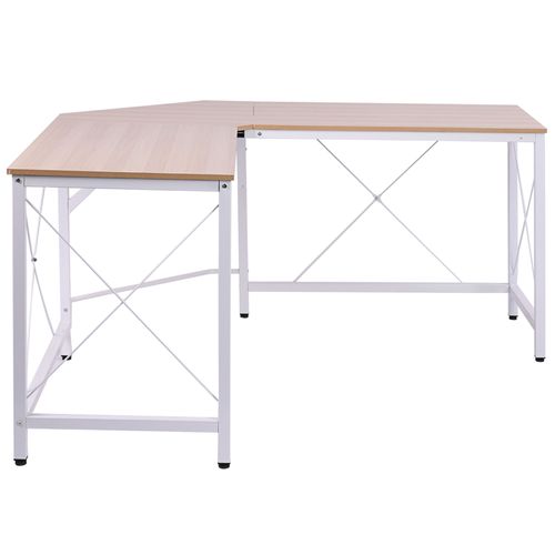 Bureau D'angle En L Pour Ordinateur En Metal, Blanc