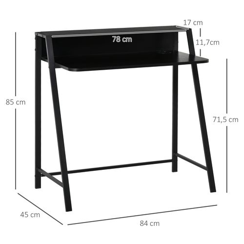 Bureau De Travail à Domicile Pour Ordinateur En Métal 84x45x85cm, Noir