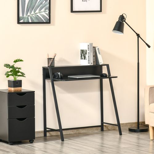 Bureau De Travail à Domicile Pour Ordinateur En Métal 84x45x85cm, Noir
