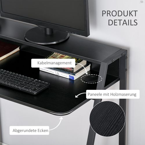 Bureau De Travail à Domicile Pour Ordinateur En Métal 84x45x85cm, Noir