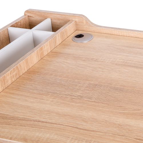 Bureau D'ordinateur Avec Compartiments De Rangement Polyvalente, Bois Clair