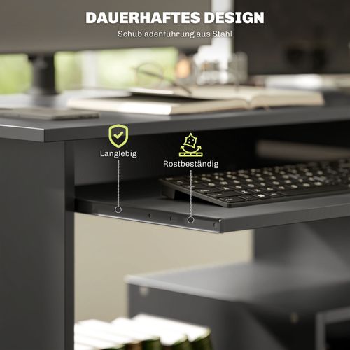 Bureau Pour Ordinateur Avec Compartiments De Rangement Ouverts 80x45x75cm, Noir