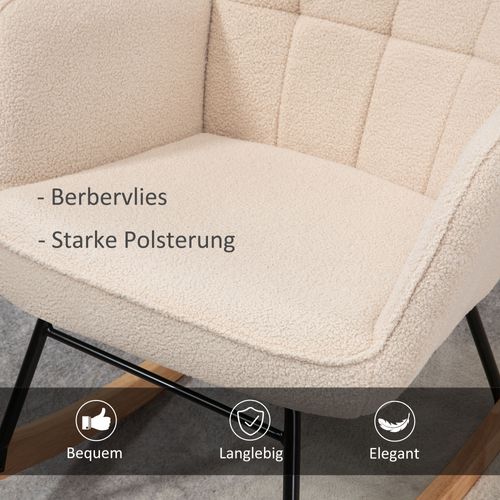 Fauteuil à Bascule 71x92x101 Cm,chaise à Bascule Avec Dossier Haut Et Assise,beige