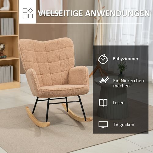 Fauteuil à Bascule 71x92x101 Cm,chaise à Bascule Avec Dossier Haut Et Assise，marron