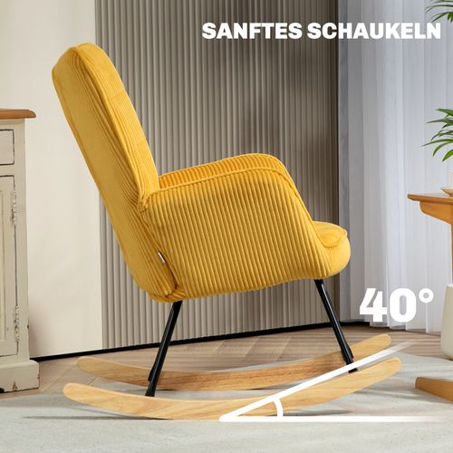 Fauteuil à Bascule 71x98x101 , Style Scandinave, Pour Salon, Balcon, Chambre ,jaune