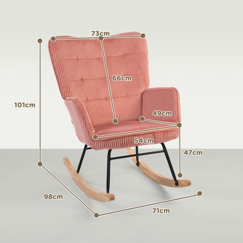 Fauteuil à Bascule 71x98x101 , Style Scandinave, Pour Salon, Balcon, Chambre ,rose