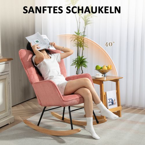 Fauteuil à Bascule 71x98x101 , Style Scandinave, Pour Salon, Balcon, Chambre ,rose