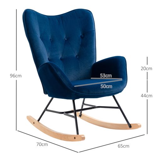 Fauteuil à Bascule ,velours (100% Polyester) ,65x70x96cm,bleu