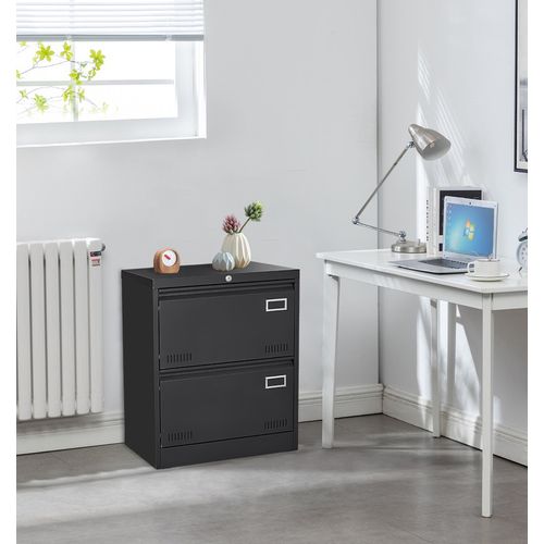 Caisson , Meuble Rangement Bureau ,avec 2 Tiroirs, 60 X 45 X 72.4 Cm , Noir