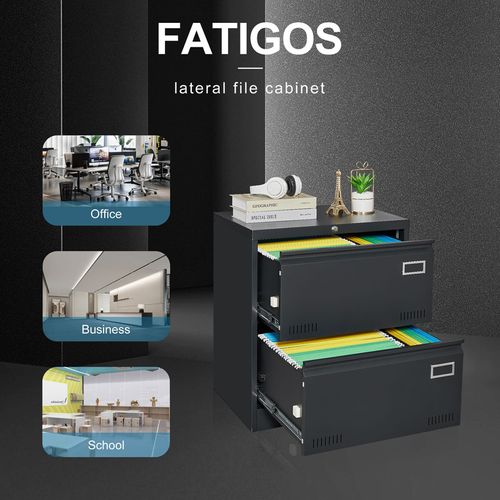 Caisson , Meuble Rangement Bureau ,avec 2 Tiroirs, 60 X 45 X 72.4 Cm , Noir