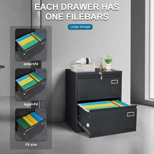 Caisson , Meuble Rangement Bureau ,avec 2 Tiroirs, 60 X 45 X 72.4 Cm , Noir