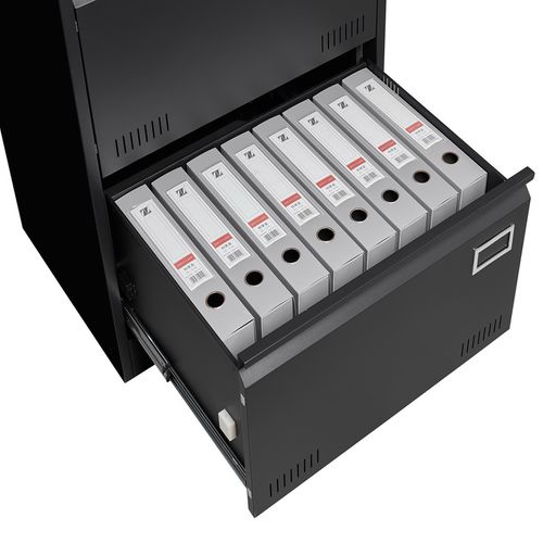 Caisson , Meuble Rangement Bureau ,avec 2 Tiroirs, 60 X 45 X 72.4 Cm , Noir