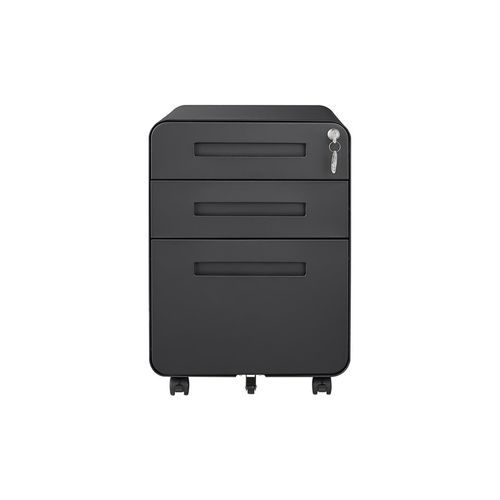 Caisson Mobile, Meuble Rangement Bureau ,avec 3 Tiroirs, 46 X 40 X 58 Cm , Noir