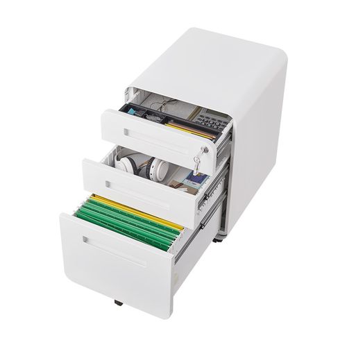 Caisson Mobile, Meuble Rangement Bureau ,avec 3 Tiroirs, 46 X 40 X 58 Cm ,simple, Blanc